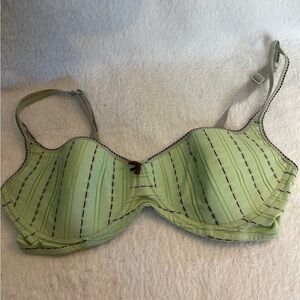 Green Striped Women's wireless Bra